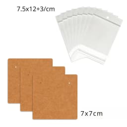 50 Pcs 7x7cm Necklaces Jewelry Display Paper Kraft Card With Or Without Bags Wholesale Packaging Personalized Customize Label