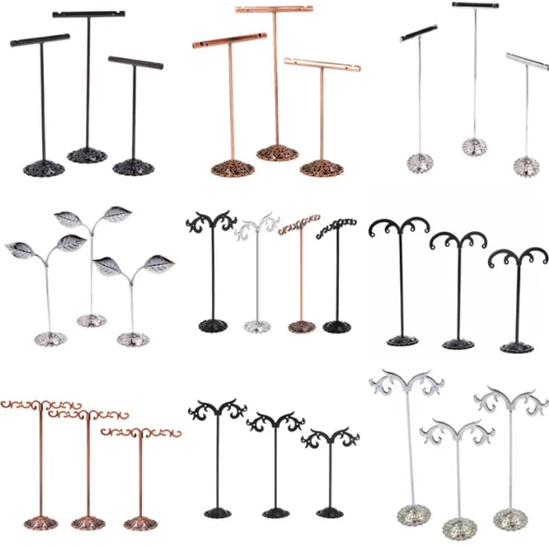 3Pcs/Lot Jewelry Display Metal Earring Holder Display White/Brown/Black/Silver Crystal Jewelry Earring Display Stand