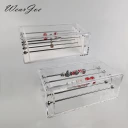 Large Capacity Bracelet Charm Collection Case Rondelles Beads Acrylic Organizer Storage Box Pendant Trollbeads Holder Stand Rods