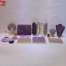 Fashion Purple Velvet Series Jewelry Display Props Window Ring Necklace Display Stand Earrings Bracelet Stand