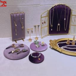 Fashion Purple Velvet Series Jewelry Display Props Window Ring Necklace Display Stand Earrings Bracelet Stand