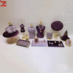 Fashion Purple Velvet Series Jewelry Display Props Window Ring Necklace Display Stand Earrings Bracelet Stand
