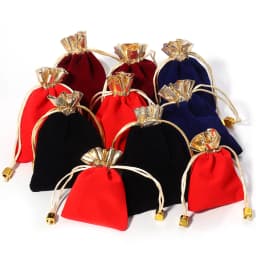 5-10 Pcs/Lot Velvet Drawstring Bags Gold Color Trims Multi-size Pouches for Jewelry Storage Wedding Party Portable Gifts Bag