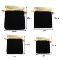 5-10 Pcs/Lot Velvet Drawstring Bags Gold Color Trims Multi-size Pouches for Jewelry Storage Wedding Party Portable Gifts Bag