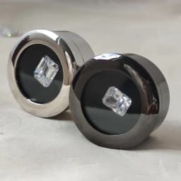 Black Round Diamond Display Box Stone Gem Storage Case Store Show Gemstone Organizer Silver Metal Diamond Gift Packaging Box