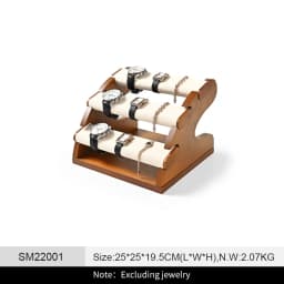 Oirlv 3 Layer Wooden Watch Stand Jewelry Organizer Jewelry Display Rack Large Capacity Watch Display Props Bracelet Jewelry Rack
