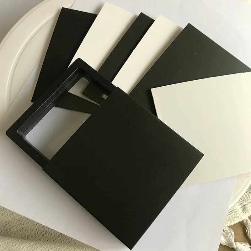 10pcs/lot Coated Paper Jewelry Packaging Black White 9*9 Cm Gift Boxes Outer Package Fit 3D Floating PE Film Display Case Box