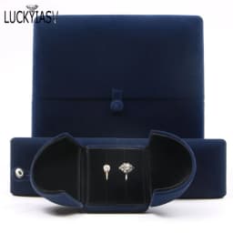 Wholesale Velvet Jewelry Box Double Open Ring Pendant Earrings Necklace Box Valentine's Day Surprise Gift Box Organizer Case