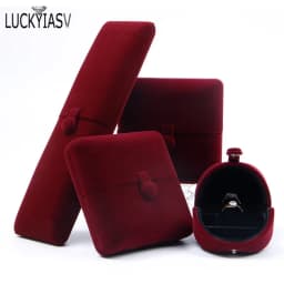 Wholesale Velvet Jewelry Box Double Open Ring Pendant Earrings Necklace Box Valentine's Day Surprise Gift Box Organizer Case