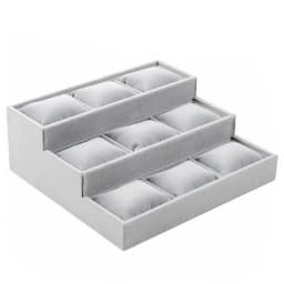 Velvet 3 Tier Bracelet Jewelry Display Tray 9 Grid With Pillow Bangle Necklace Storage Tray Watch Jewelry Organizer Stand Holder