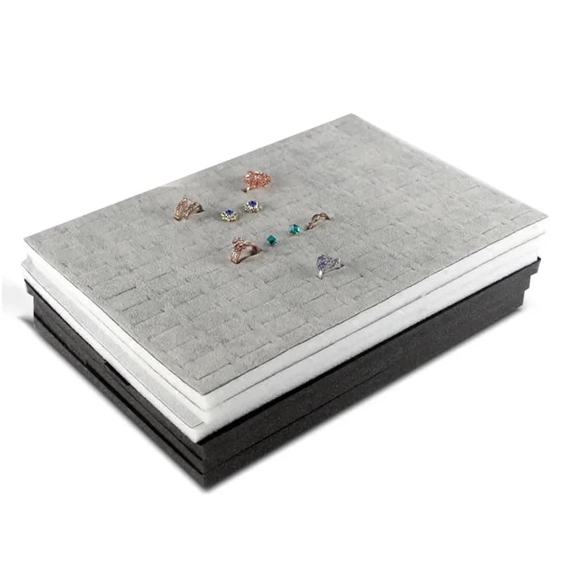 Black/Grey Velvet Jewelry Display Sponge Mat Tray DIY Insert Inner Ring Earrings Stud Storage Organizer Counter Jewelry Display