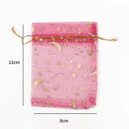 50pcs/lot Moon Star Organza Bags 7x9mm 9x12mm 11x16mm 13x18mm Small Christmas Drawstring Gift Bag Charm Jewelry Package Pouches