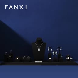 Oirlv Black Jewelry Display Set Shop Cabinet Display Props for Necklace Bust Watch Holder Ring Earrings Bangle Decoration Rack