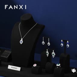 Oirlv Black Jewelry Display Set Shop Cabinet Display Props for Necklace Bust Watch Holder Ring Earrings Bangle Decoration Rack