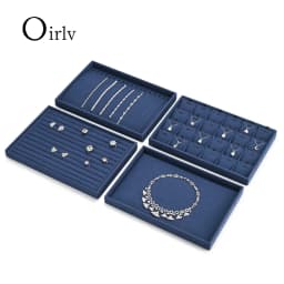 Oirlv Blue Velvet Jewelry Storage Display Set - Organize Necklaces, Earrings, Rings & Bracelets, Elegant & Practical for Jeweler