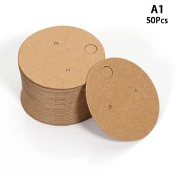 50pcs Round Cardboard Earring Display Cards Blank Kraft Paper Jewelry Hanging Tags For Earring Ear Studs Selling Packaging