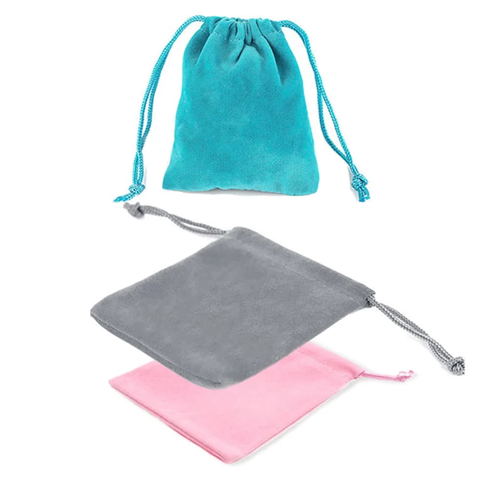10pcs Fashion Storage Packaging Grey Blue Gift Jewelry Pouches Velvet Bag Pulling Drawstring Jewelry Packing Display