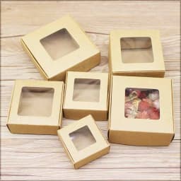 10pcs Kraft blank window gifts box Marbling style pape Merry chirstmas gifts candy favors package box party suppiles
