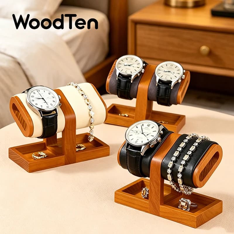 WoodTen Watch Holder Wooden Jewelry Organizer Display Stand For Bracelet Ring Earring Watch Display Solidwood Watch Storage Rack