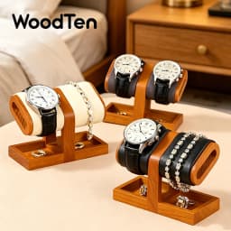 WoodTen Watch Holder Wooden Jewelry Organizer Display Stand For Bracelet Ring Earring Watch Display Solidwood Watch Storage Rack