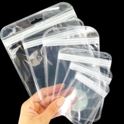 50pcs/lot Thicken Plastic Bags Clear Zip Lock Pouches for DIY Jewelry Retail Package Hanging Bags Resealable Storage Pouches