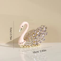3.7inch Enamel Blue Gems Swan Trinket Box Hinged Hand-Painted Jewelry Storage Ring Holder Keepsake Box Animal Figurine Collectib