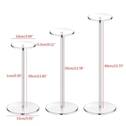 R2LE Clear Acrylic Hat Stand Wig Display Holder Acrylic Display Riser Round Jewelry Watch Display Pedestal Riser Stands Home