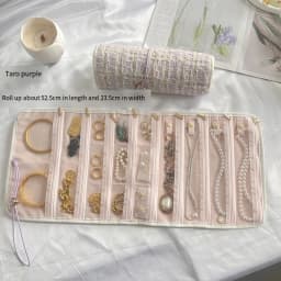 Jewelry Case Roll Bag Portable Velvet Travel Organizer for Necklace Chain Bracelet Jewellery Display Holder Travel Zipper Bag