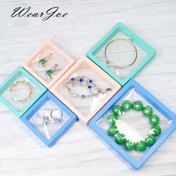 Colorful Travel PE Film Jewelry Storage Box Set Rings Bracelet Coin Gems Organizer 3D Floating Frame Dustproof Exhibition Decor