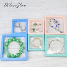 Colorful Travel PE Film Jewelry Storage Box Set Rings Bracelet Coin Gems Organizer 3D Floating Frame Dustproof Exhibition Decor