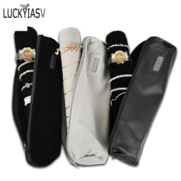 Leather/Velvet Portable Jewelry Storage Bag Jewelry Travel Roll Bag Watch Bracelet Organizer Display Box