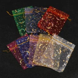 50pcs/lot Moon Star Organza Bags 17x23cm Big Christmas Drawstring Gift Bag Charm Jewelry Packaging Bags & Pouches