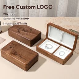 Free Custom Walnut Wooden Ring Necklace Box Personalized For Wedding Anniversary Gift Necklace Earring Ring Storage Jewelry Box
