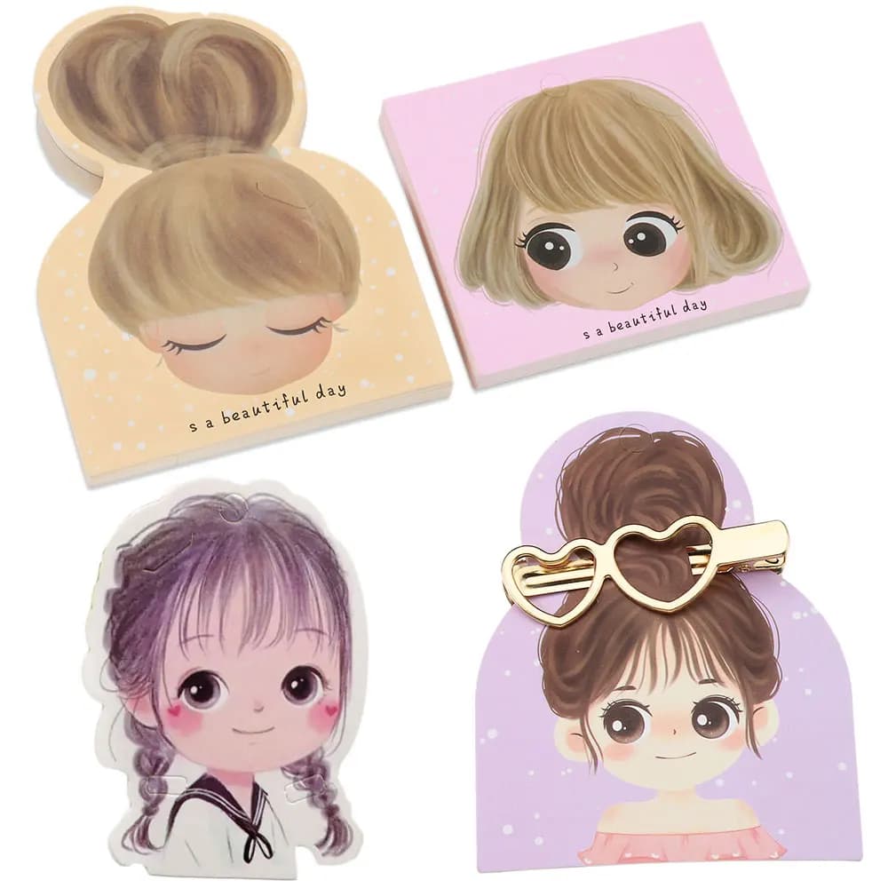 50pcs Cute Girls Barrettes Display Cards Hair Clips Packing Paper Card for DIY Hair Accessories Retail Price Tags Holder Labels