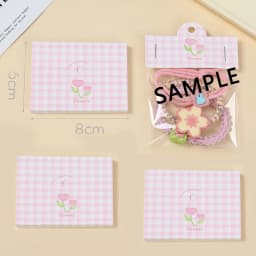 50pcs 6x8cm Korea Pink Plaid Kraft Paper Tag Packaging Cards for DIY Jewelry Bracelet Retail Tag Hair Accessories Display Labels