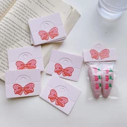 50pcs 6x8cm Korea Pink Plaid Kraft Paper Tag Packaging Cards for DIY Jewelry Bracelet Retail Tag Hair Accessories Display Labels