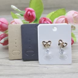 50pc Paper Stud Earring Card 5x4cm Brown/White DIY Jewelry Package Small Pendant Necklace Display Blank Card