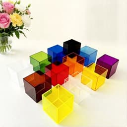 Customized Colorful 6x6cm Acrylic Cube Box Display Stand Rack for Cosmetics Jewelry Figures Toys Collectibles Display Riser Tray