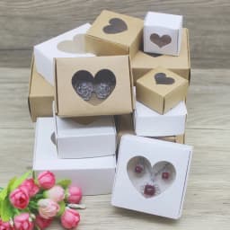 10pcs DIY Handamde Paper Jewelly Necklace Earring Packaging Box with Window Cowhide White Design Jewelry Ring Packaging Paper Bo