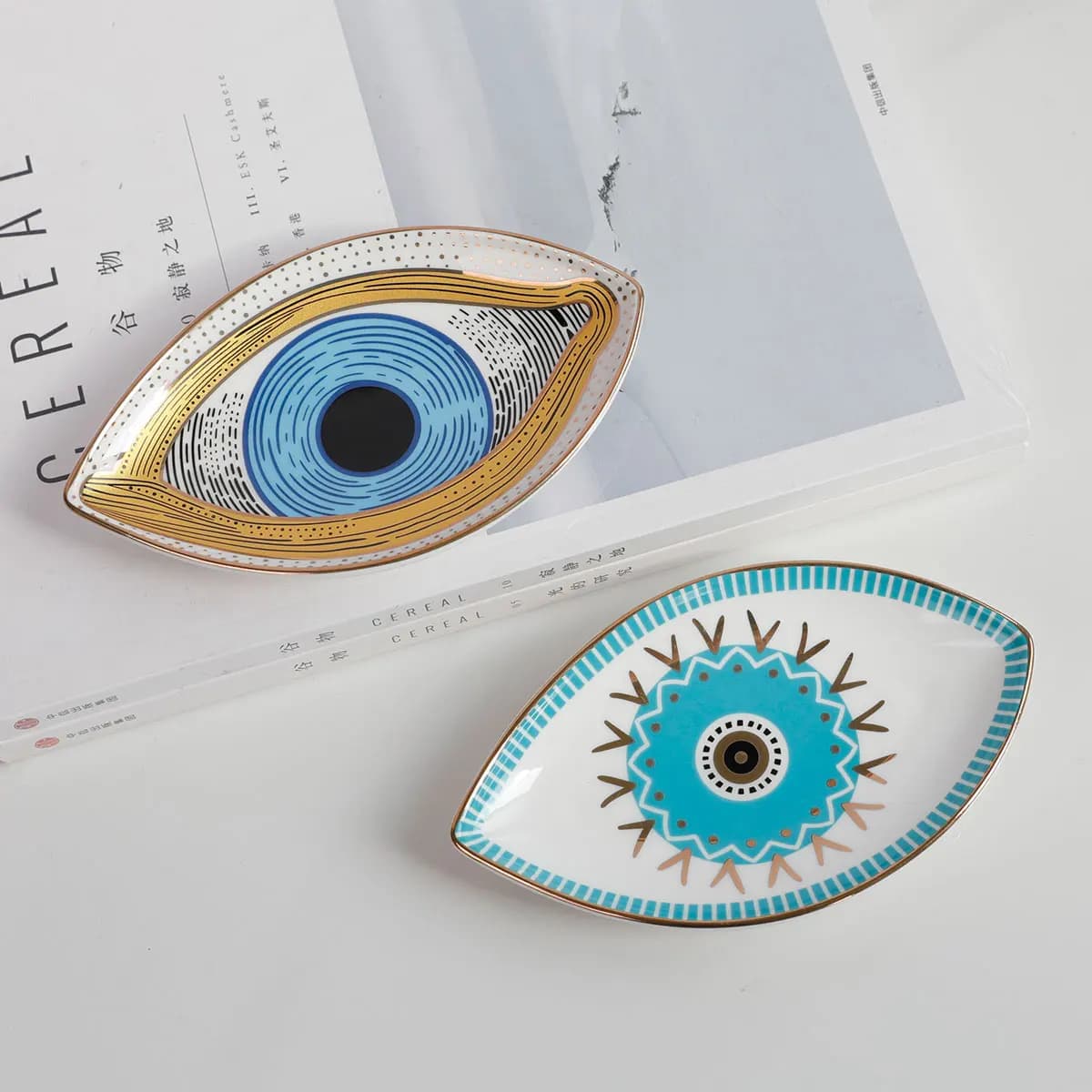 Trinket Dish Ring Dish Ceramic Evil Eye Trinket Plate Cute Decor Jewelry Tray Gift Dish