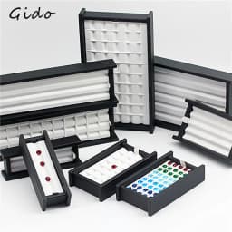 Wholesale large multi-digit gem storage box diamond display box V Groove colorful gems Box PortableGem Display Tray with Lid
