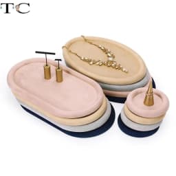 Necklace Ring Earring Bracelet Ornaments Display Tray Display Counter Jewelry Storage Tray Velvet Leather Look Pallet