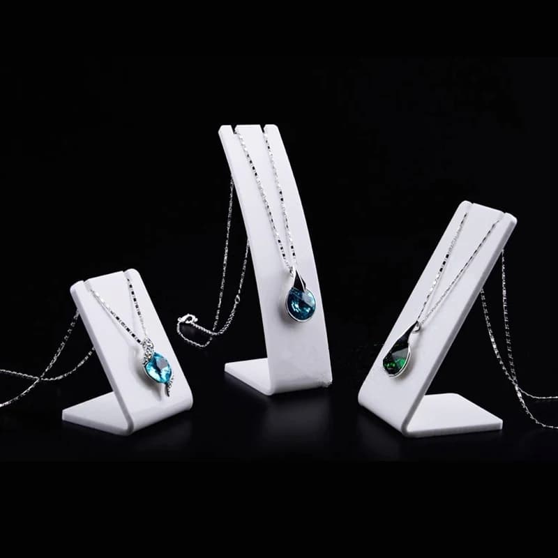 Fashion White Acrylic Necklace Jewellry Display Stand Holder Earring Pendant Exhibition Shelf 3 Sizes Jewellery Storage Showcase