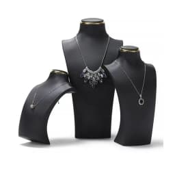 Luxury Exhibitor PU Leather Necklace Jewelry Display Stand Neck Bust Model for Jewelry Store Showcase Props Window Counter Rack