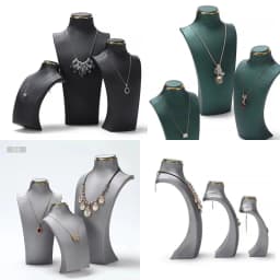 Luxury Exhibitor PU Leather Necklace Jewelry Display Stand Neck Bust Model for Jewelry Store Showcase Props Window Counter Rack