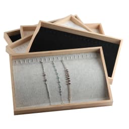 Wood Jewelry Display Tray with Storage Box and Racks for Necklaces, Bracelets, and Accessories