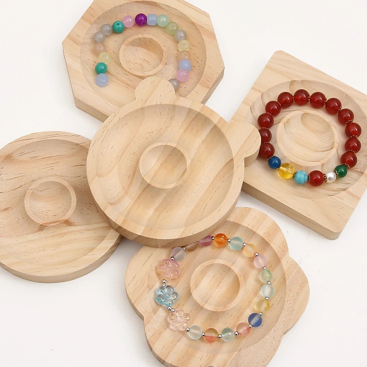 Wooden Beading Design Board Suitable Bracelet Display Stand For Jewelry Making Necklaces Crafts Tray Practical Display
