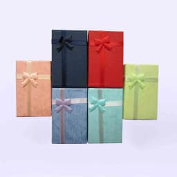 10Pcs 5x8x2.5cm Jewelry Box Gold Silver Gift Cardboard Boxes for Pendent Necklace Earrings Rings Bag Packaging with White Sponge