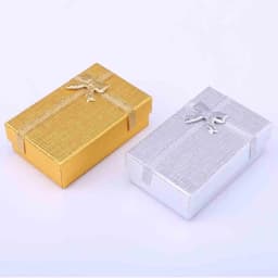 10Pcs 5x8x2.5cm Jewelry Box Gold Silver Gift Cardboard Boxes for Pendent Necklace Earrings Rings Bag Packaging with White Sponge
