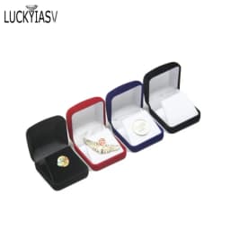 Wholesale Medals Commemorative Coins Pins Merit Badge Display Jewellery Gift Storage Boxes Black Velvet Carrying Case Organizer